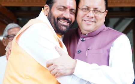 मुख्यमंत्री पुष्कर सिंह धामी ने हरियाणा के मुख्यमंत्री नायब सिंह सैनी का स्वागत किया
