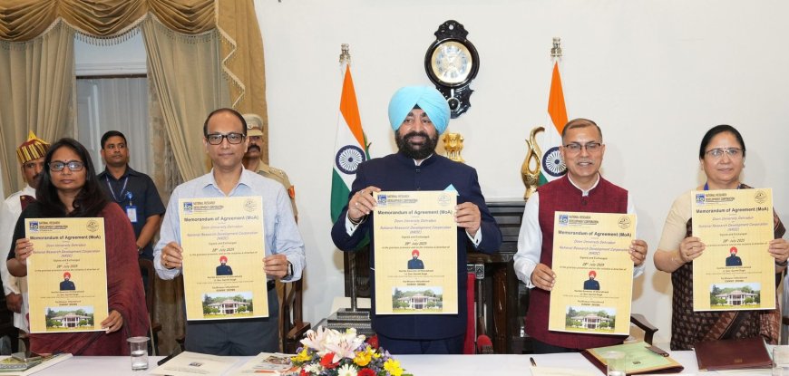 UTTARAKHAND:-राज्यपाल गुरमीत सिंह की पहल पर राजभवन में दून विश्वविद्यालय एवं राष्ट्रीय अनुसंधान विकास निगम के मध्य हुआ महत्वपूर्ण समझौता ज्ञापन पर हस्ताक्षर किए गए