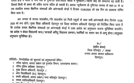देहरादून में छुट्टी का आदेश: भारी बारिश और तूफान के लिए सतर्कता