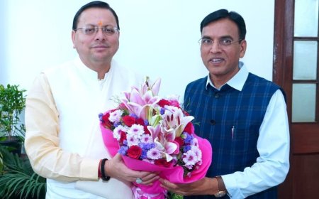 नई दिल्ली: सीएम धामी और केंद्रीय खेल मंत्री डॉ. मनसुख मांडविया की बैठक, खेलों के विकास पर हुई चर्चा