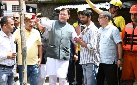 Uttarkashi: मुख्यमंत्री पुष्कर सिंह धामी ने बड़कोट तहसील के स्यानाचट्टी में आपदा प्रभावित क्षेत्रों का किया निरीक्षण