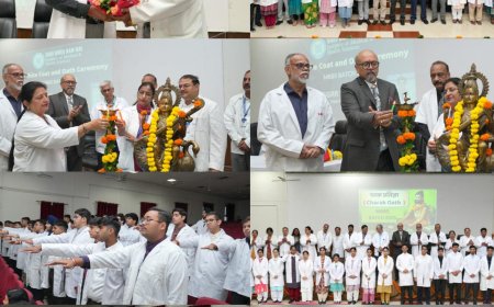 डॉक्टरी पेशे की ओर पहला कदम: एस.जी.आर.आर.आई.एम.एण्ड एच.एस. की वाईट कोट सैरेमनी