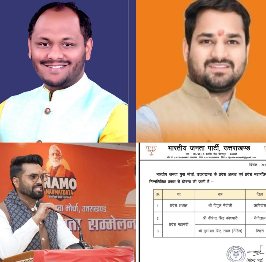 भाजपा ने घोषित किये युवा मोर्चा के अध्यक्ष और महामंत्री