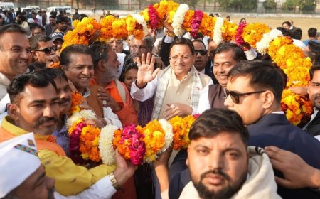 Haridwar:-गन्ने का भाव ऐतिहासिक रूप से बढ़ाने पर किसानों ने किया हरिद्वार आगमन पर सीएम धामी का भव्य स्वागत