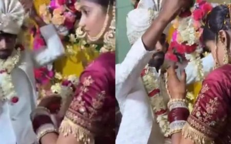 शादी में दूल्हे की अनोखी गलती: वरमाला खुद पहनने का वीडियो हुआ वायरल