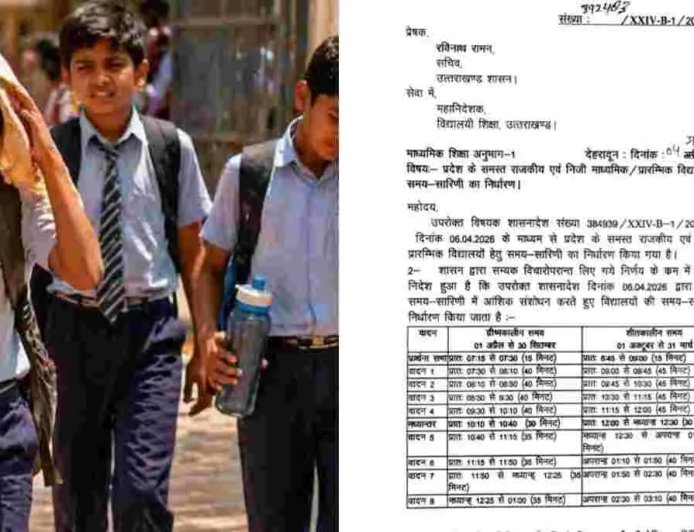उत्तराखंड में स्कूलों का नया समय: 1 बजे होगी छुट्टी, जानें सभी विवरण