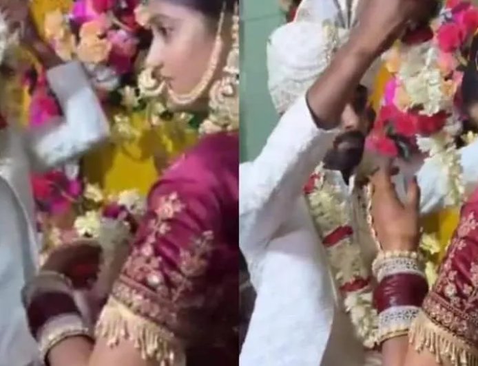 शादी में दूल्हे की अनोखी गलती: वरमाला खुद पहनने का वीडियो हुआ वायरल
