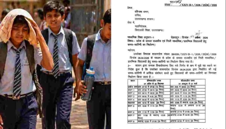 उत्तराखंड में स्कूलों का नया समय: 1 बजे होगी छुट्टी, जानें सभी विवरण