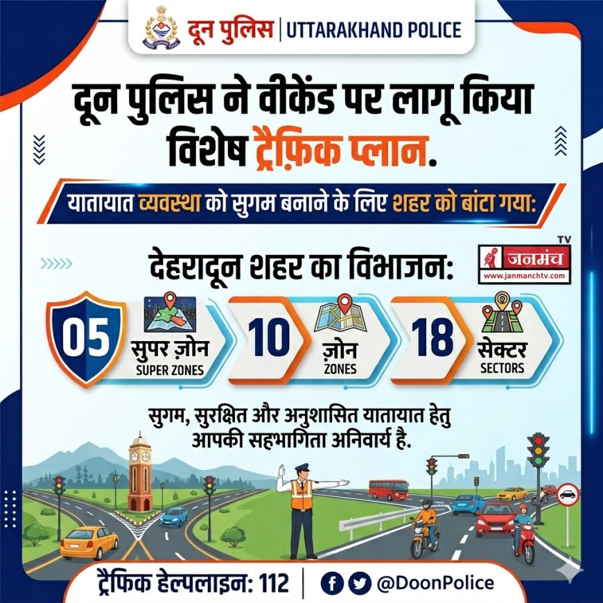 दून पुलिस ने वीकेंड पर लागू किया विशेष ट्रैफ़िक मास्टर प्लान, 5 सुपर जोन, 10 जोन और 18 सेक्टर में विभाजित