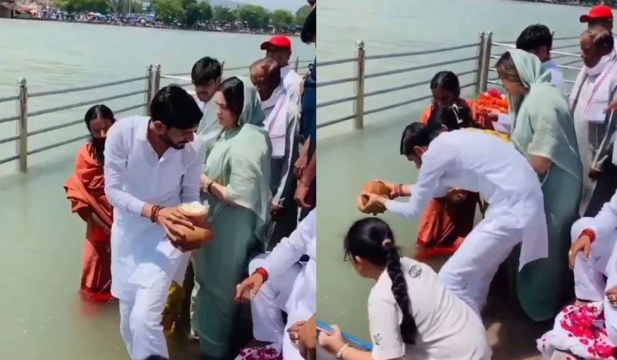 प्रतिक यादव का गंगा में विसर्जन, हरिद्वार के VIP घाट पर भावुक पल