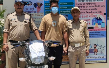 पटेलनगर पुलिस ने 24 घंटे में चोरी की बाइक के साथ आरोपी को किया गिरफ्तार - देहरादून समाचार