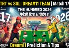 TRT vs SUL Dream11 टीम मैच 17: पिच रिपोर्ट, संभावित 11 और फैंटेसी टिप्स (द हंड्रेड 2026)