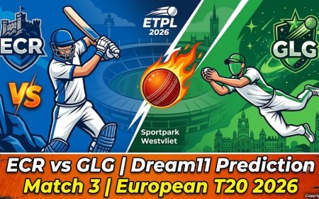 ECR बनाम GLG ड्रीम11 भविष्यवाणी: ETPL 2026 मैच 3 की पूरी जानकारी, प्लेइंग 11 और पिच रिपोर्ट