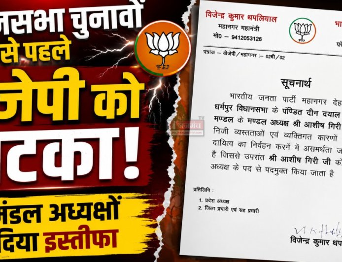 2027 के विधानसभा चुनावों से पहले बीजेपी को झटका, दो मंडल अध्यक्षों ने दिया इस्तीफा