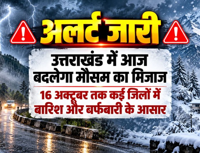उत्तराखंड में मौसम का बदलाव, 16 अक्टूबर तक बारिश और बर्फबारी की आशंका